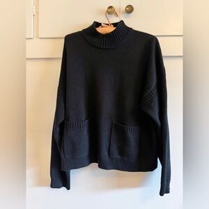 J. Crew Cotton-cashmere Patch-pocket Mockneck Sweater in Black Large